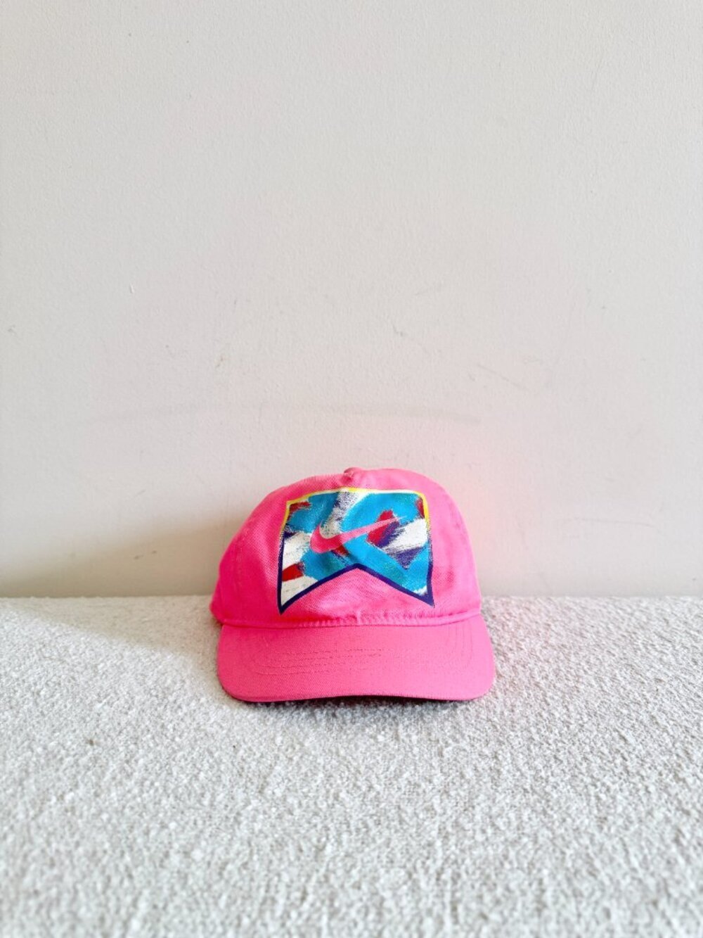 Vintage NIKE YOUTH Neon Pink Purple Graphic Logo Baseball Hat, One Size